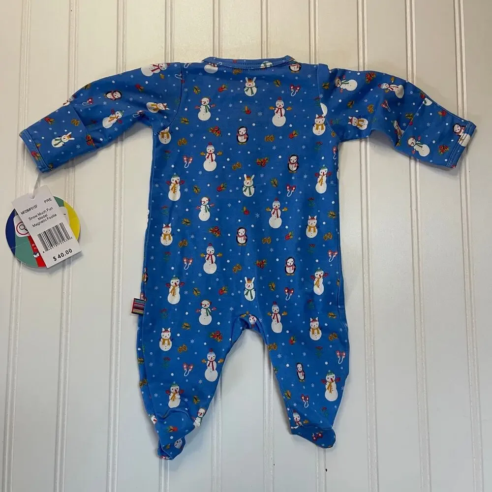 NWT Magnetic Me Snow Much Fun Modal Magnetic Footie Pajamas Preemie‎